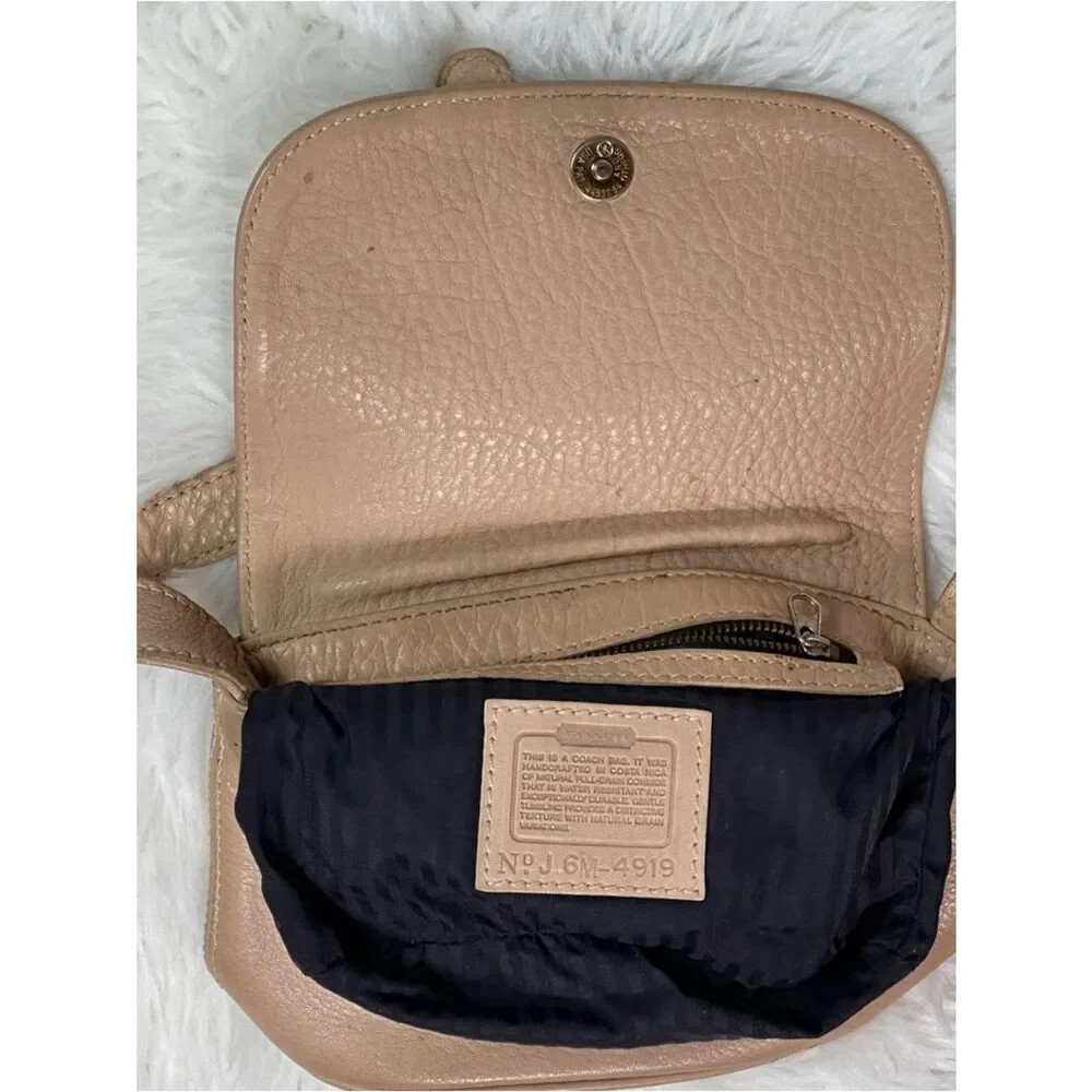 Coach Pebbled Leather Crossbody Bag in Taupe/VINTAGE